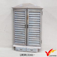 Decorative Farming Decoration Wood Shutter Mirror with Drawers